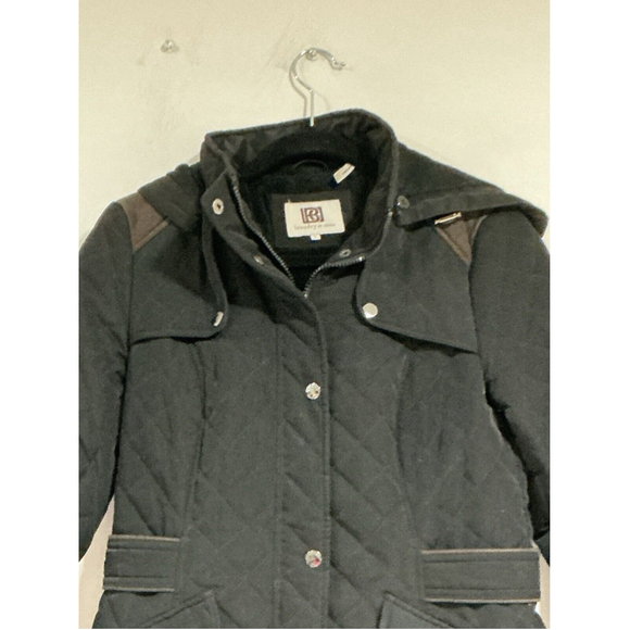 Womans Laundry By Design Black Small Quilted Hooded Coat - Picture 2 of 9